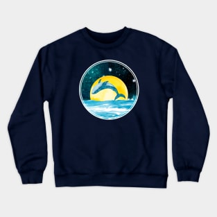 whale and night sky watercolor Crewneck Sweatshirt